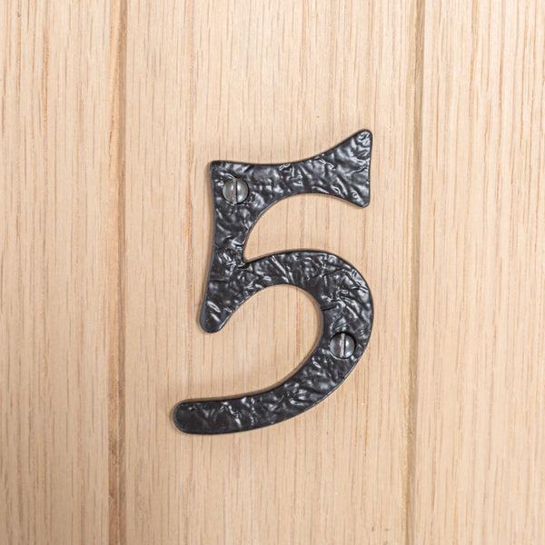Nicola Spring 80mm Black Rustic Iron House Number 5