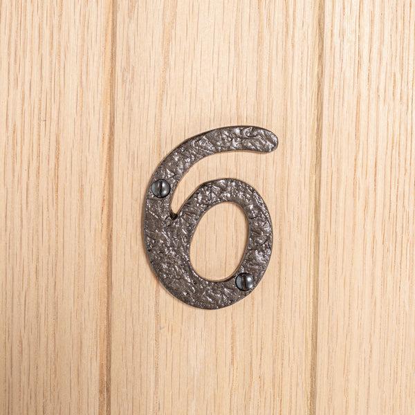Nicola Spring 80mm Black Rustic Iron House Number 6