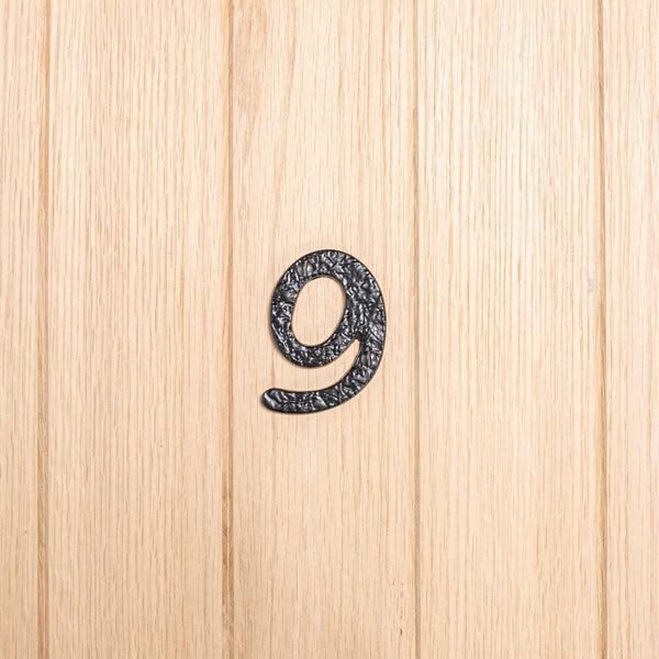 Nicola Spring 80mm Black Rustic Iron House Number 9