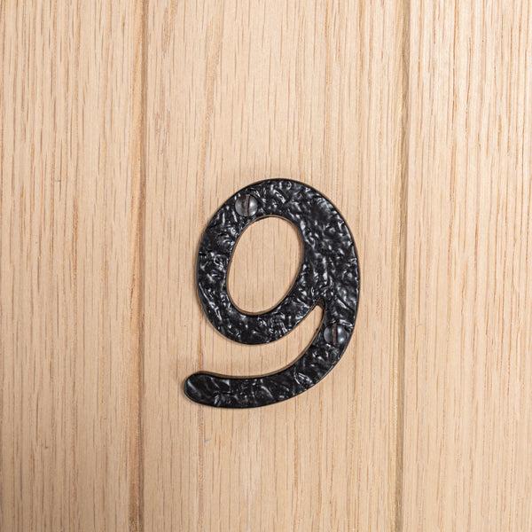Nicola Spring 80mm Black Rustic Iron House Number 9