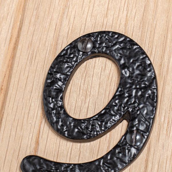 Nicola Spring 80mm Black Rustic Iron House Number 9