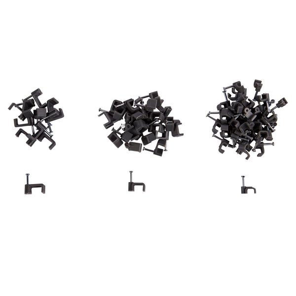 Nicola Spring 80pc Round Plastic Cable Clips Set - 3 Sizes