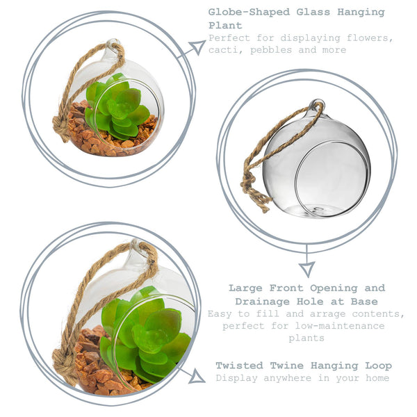 Nicola Spring 8cm Hanging Glass Succulent Terrarium