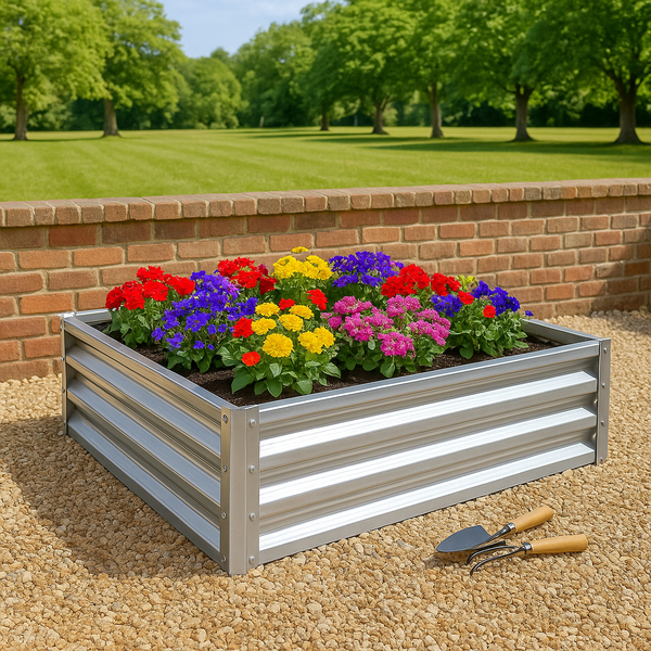 Nicola Spring 90cm X 90cm Square Galvanised Steel Raised Garden Bed