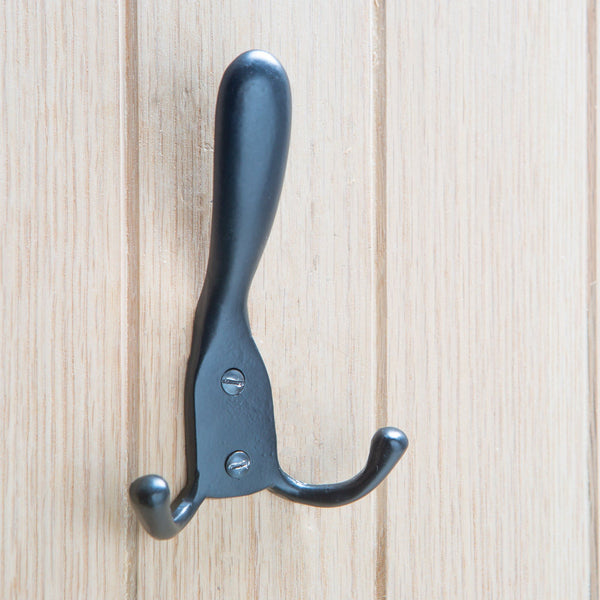 Nicola Spring 90mm X 140mm Black Rustic Hat And Double Robe Hook