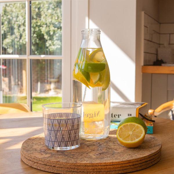 Nicola Spring 960ml Glass Water / Milk Bottle With Metal Lids