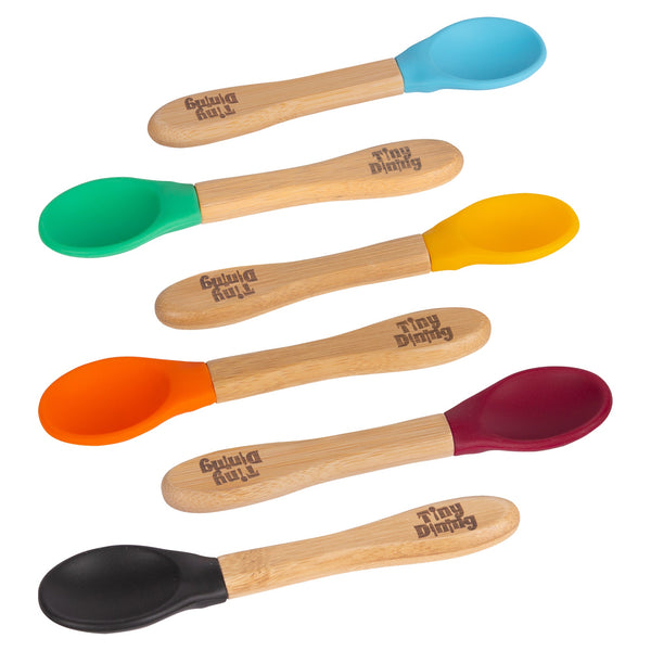 nicola spring Bamboo Children's Spoon - Silicone Tip - Team Blue - Pack of 6