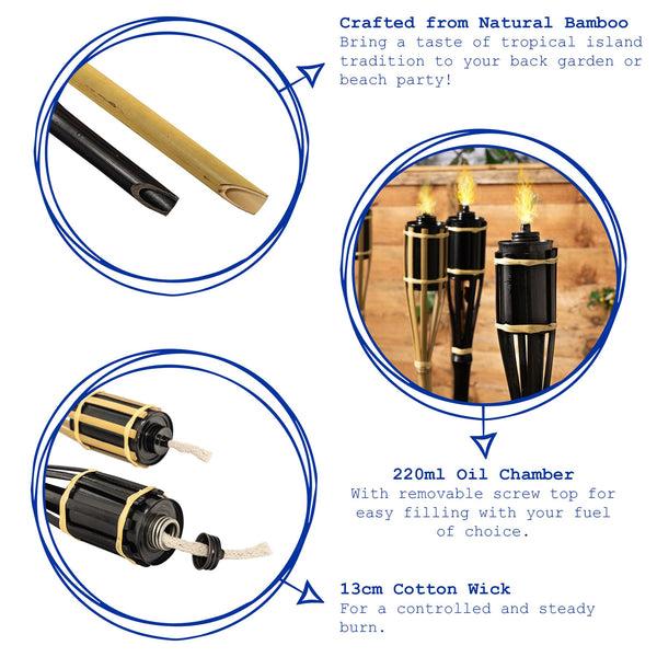 Nicola Spring Bamboo Garden Fire Torches - 60cm - Pack Of Six