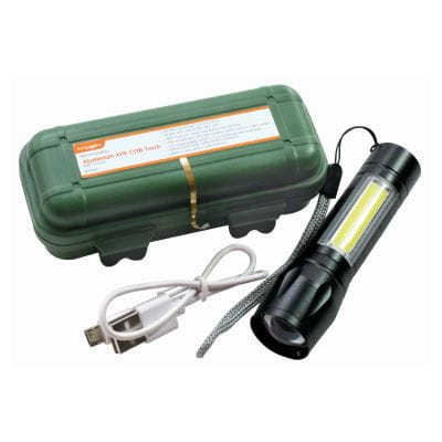 nicola spring Black 3W + 2W COB Rechargeable Aluminium Torch with Zoom