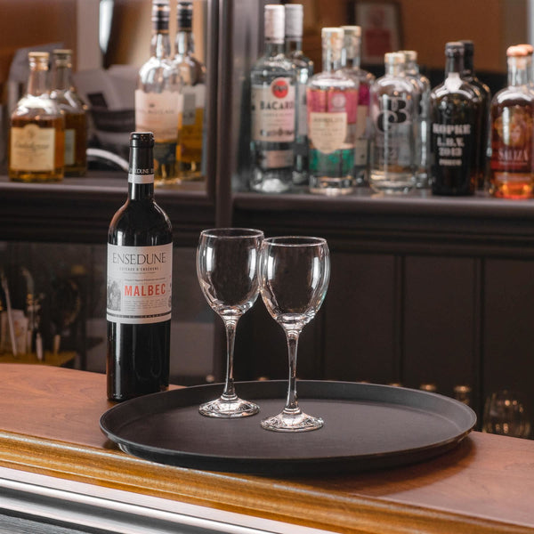 Nicola Spring Black 45.5cm Round Non-Slip Serving Tray