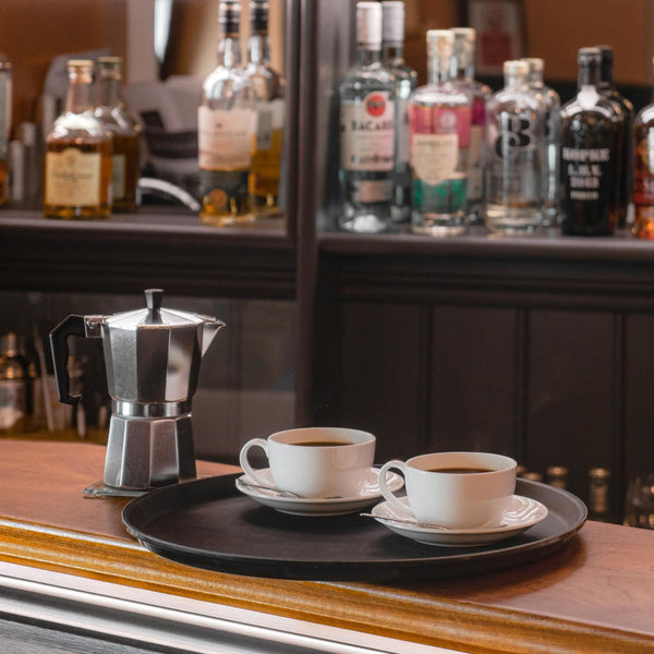 Nicola Spring Black 45.5cm Round Non-Slip Serving Tray