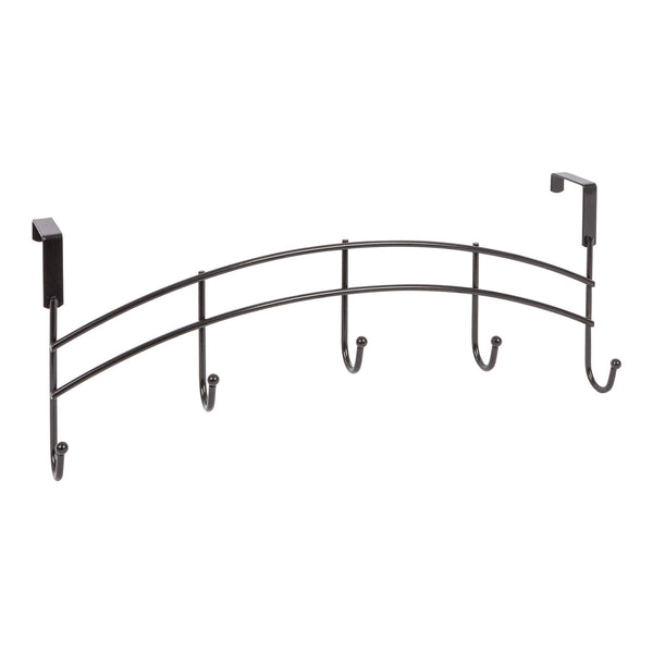 nicola spring Black 5 Hook Iron Arched Over-Door Robe Hook Set