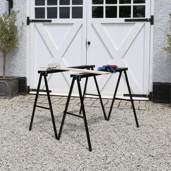 Nicola Spring Black/Black Folding Iron Saw Horses - Pack Of 2