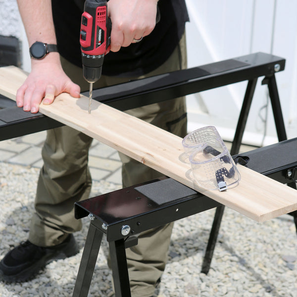 Nicola Spring Black/Black Folding Iron Saw Horses - Pack Of 2