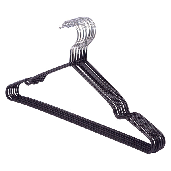 nicola spring Black PVC-Coated Coat Hangers - Pack of 10