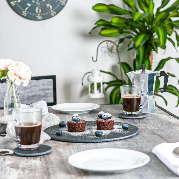 Nicola Spring Black Round Linea Slate Coasters - Pack Of Six