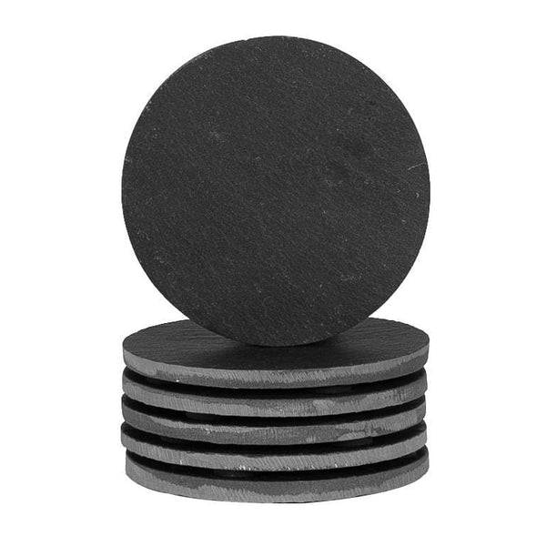 nicola spring Black Round Linea Slate Coasters - Pack of Six