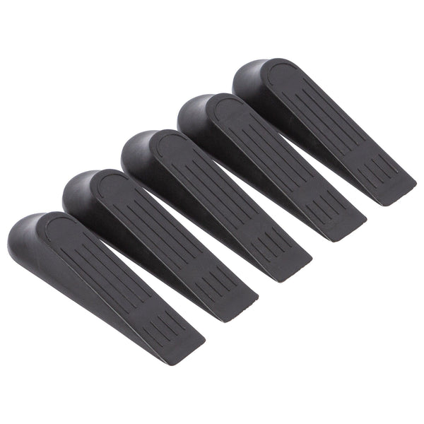 nicola spring Black Rubber Wedge Door Stops - Pack of 5