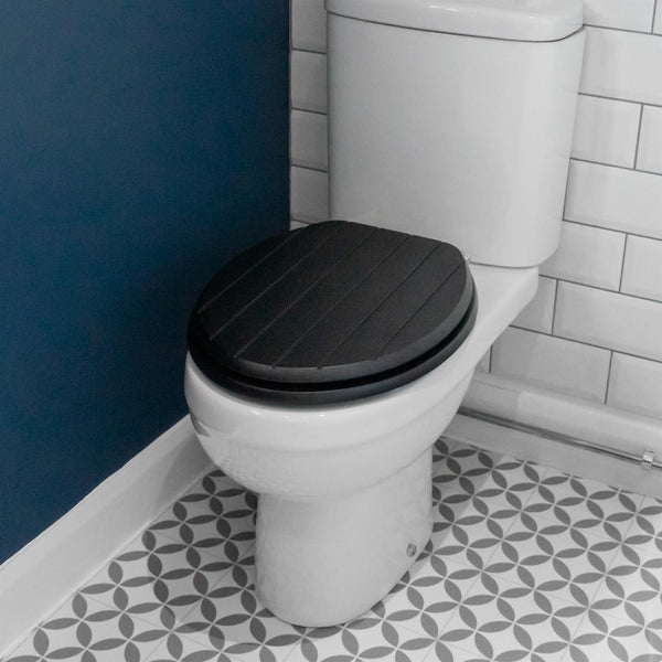Nicola Spring Black Soft Close Tongue & Groove Toilet Seat