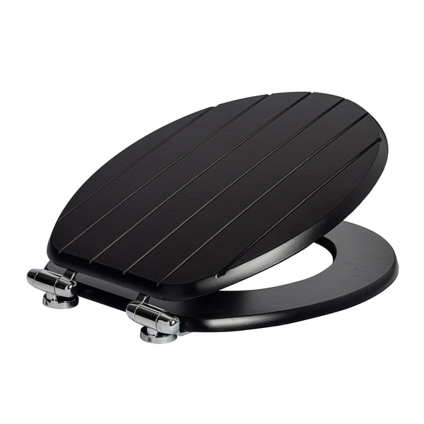 nicola spring Black Soft Close Tongue & Groove Toilet Seat