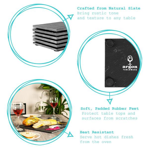 Nicola Spring Black Square Linea Slate Coasters - Pack Of Six