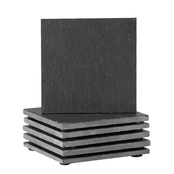 nicola spring Black Square Linea Slate Coasters - Pack of Six