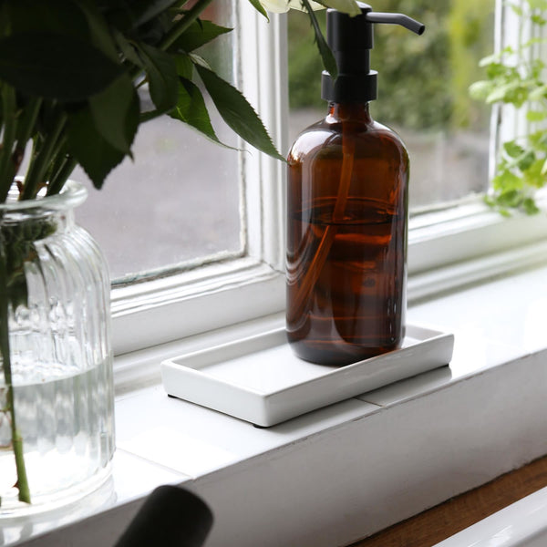 Nicola Spring Ceramic Soap Dispenser Tray - 17cm - White