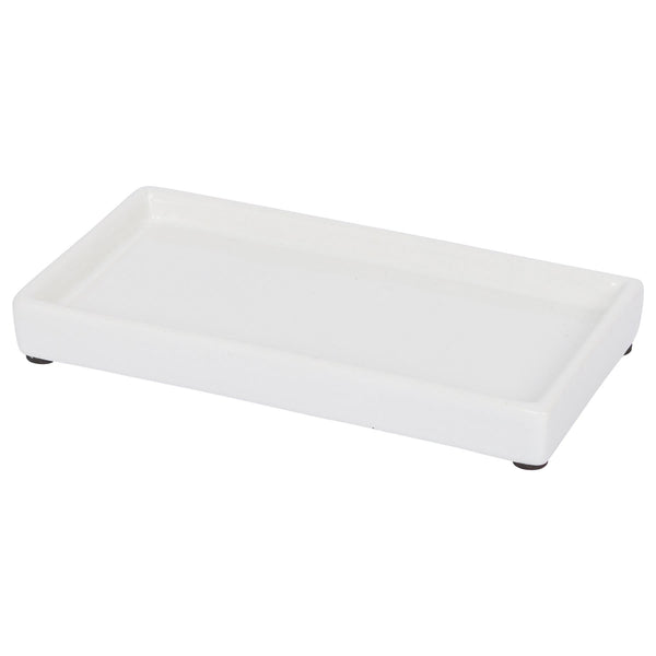 nicola spring Ceramic Soap Dispenser Tray - 17cm - White