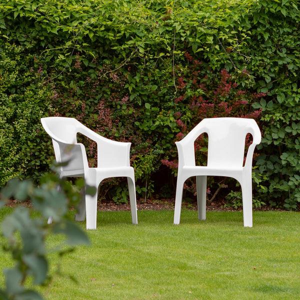 Nicola Spring Cool Garden Dining Chairs - White - Pack Of 4