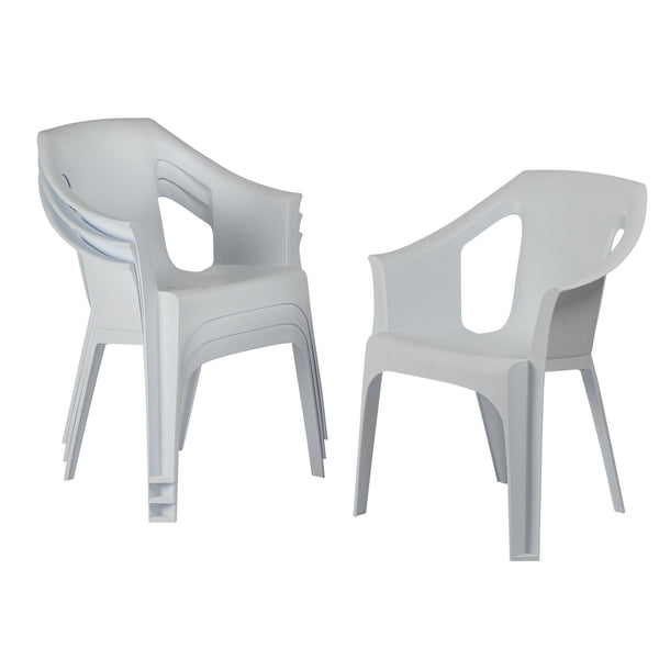nicola spring Cool Garden Dining Chairs - White - Pack of 4