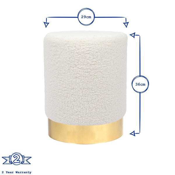 Nicola Spring Cream H36 X D29cm Round Boucle Footstool