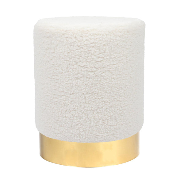 nicola spring Cream H36 x D29cm Round Boucle Footstool