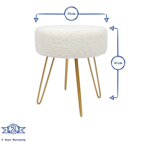 Nicola Spring Cream H41 X D35cm Round Boucle Footstool