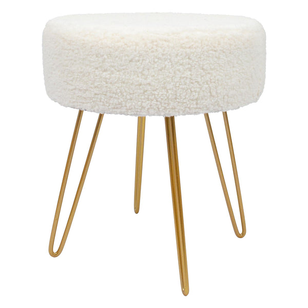 nicola spring Cream H41 x D35cm Round Boucle Footstool