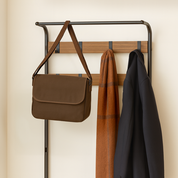 Nicola Spring Curved Steel Coat Rack With Shoe Storage Bench