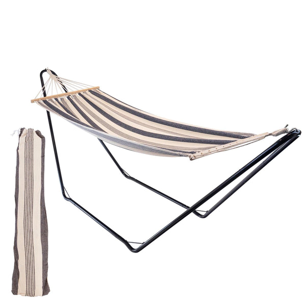 Nicola Spring Deluxe Cotton Garden Hammock With Metal Stand