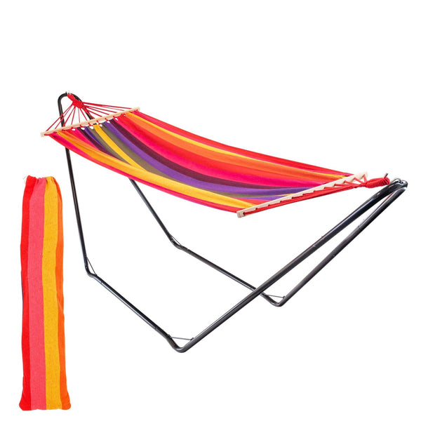 nicola spring Deluxe Cotton Garden Hammock with Metal Stand