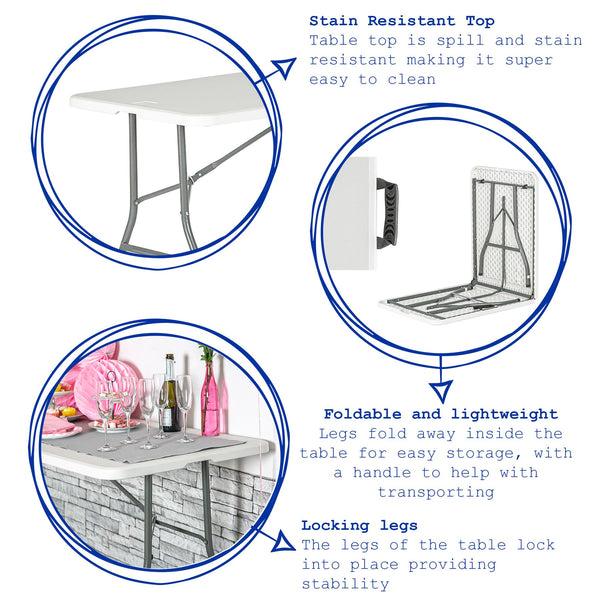 Nicola Spring Folding Table Bench & Chair Set - 180cm (6ft)