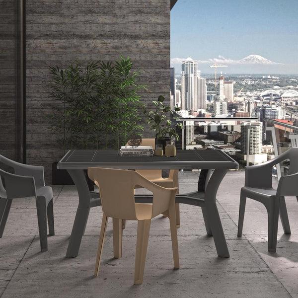 Nicola Spring Four-Seater Rectangular Tulip Plastic Garden Dining Table 140cm X 90cm