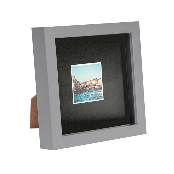 nicola spring Grey 6" x 6" 3D Box Photo Frame with 2" x 2" Mount