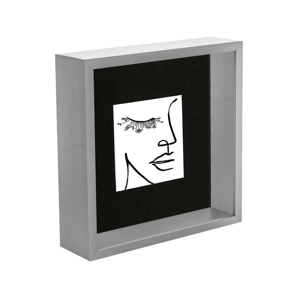 nicola spring Grey 8" x 8" 3D Deep Box Photo Frame with 4" x 4" Mount