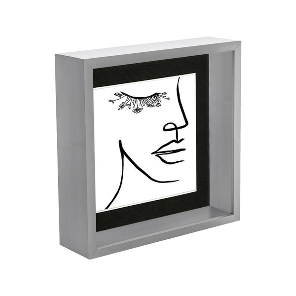nicola spring Grey 8" x 8" 3D Deep Box Photo Frame with 6" x 6" Mount