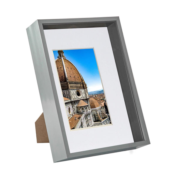 nicola spring Grey A4 (8" x 12") 3D Deep Box Frame with A5 Mount