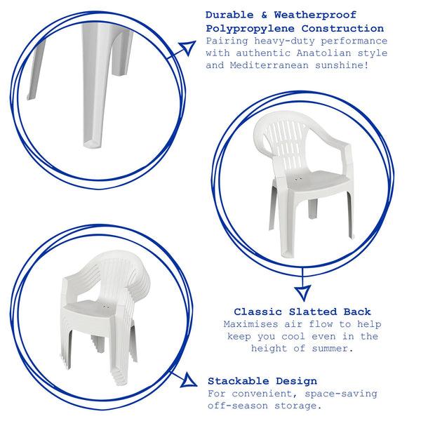 Nicola Spring Irem Garden Dining Chairs - White - Pack Of 6