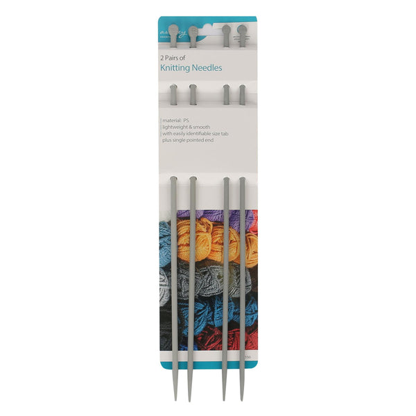 Nicola Spring Knitting Needles - 4.5/5mm X 35cm - Grey - Pack Of 4