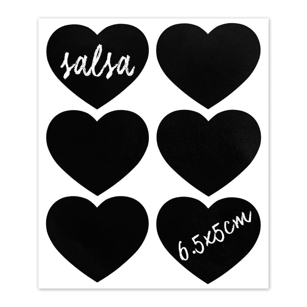 nicola spring Large Black Heart Chalkboard Storage Jar Labels - Pack of Six