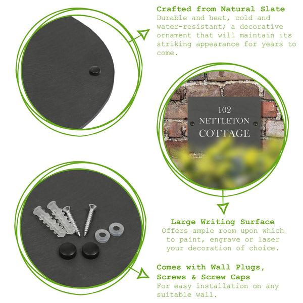 Nicola Spring Linea Oval Blank Slate House Sign - 20cm X 15cm