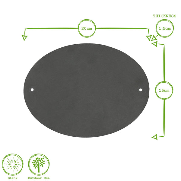 Nicola Spring Linea Oval Blank Slate House Sign - 20cm X 15cm