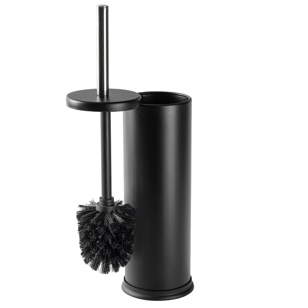 Nicola Spring Matt Black Round Stainless Steel Toilet Brush & Holder