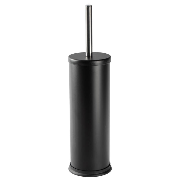 nicola spring Matt Black Round Stainless Steel Toilet Brush & Holder
